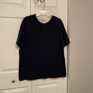 ✔️Croft & Barrow Men’s Navy Blue Henley Popover Short Sleeve Shirt w/Layer Look